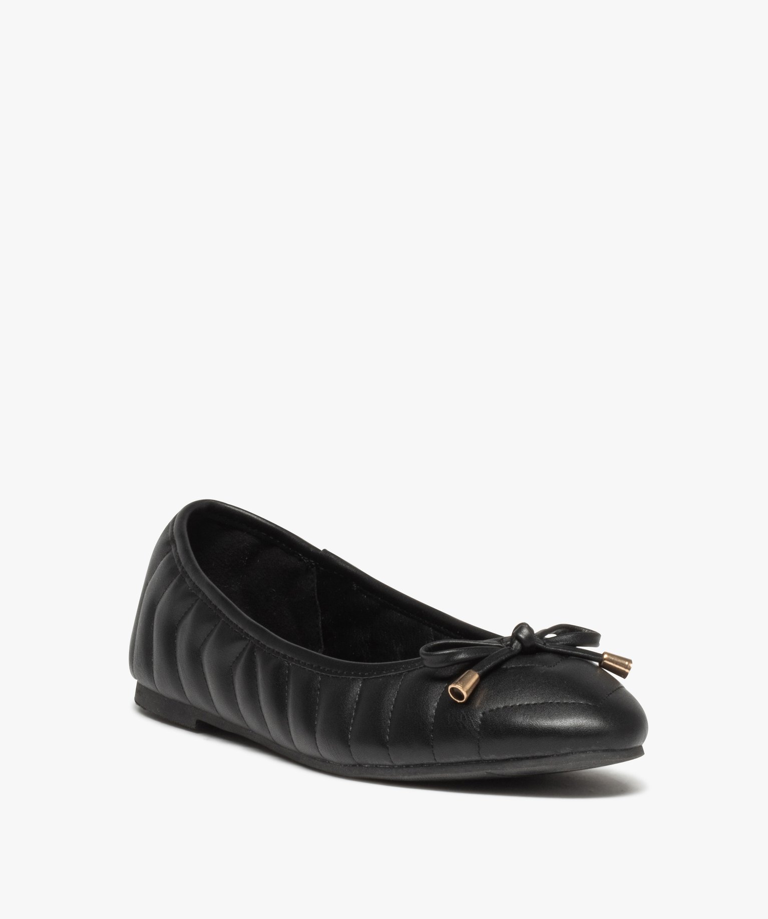 Ballerines femme matelassées avec noeud décoratif noir | GEMO