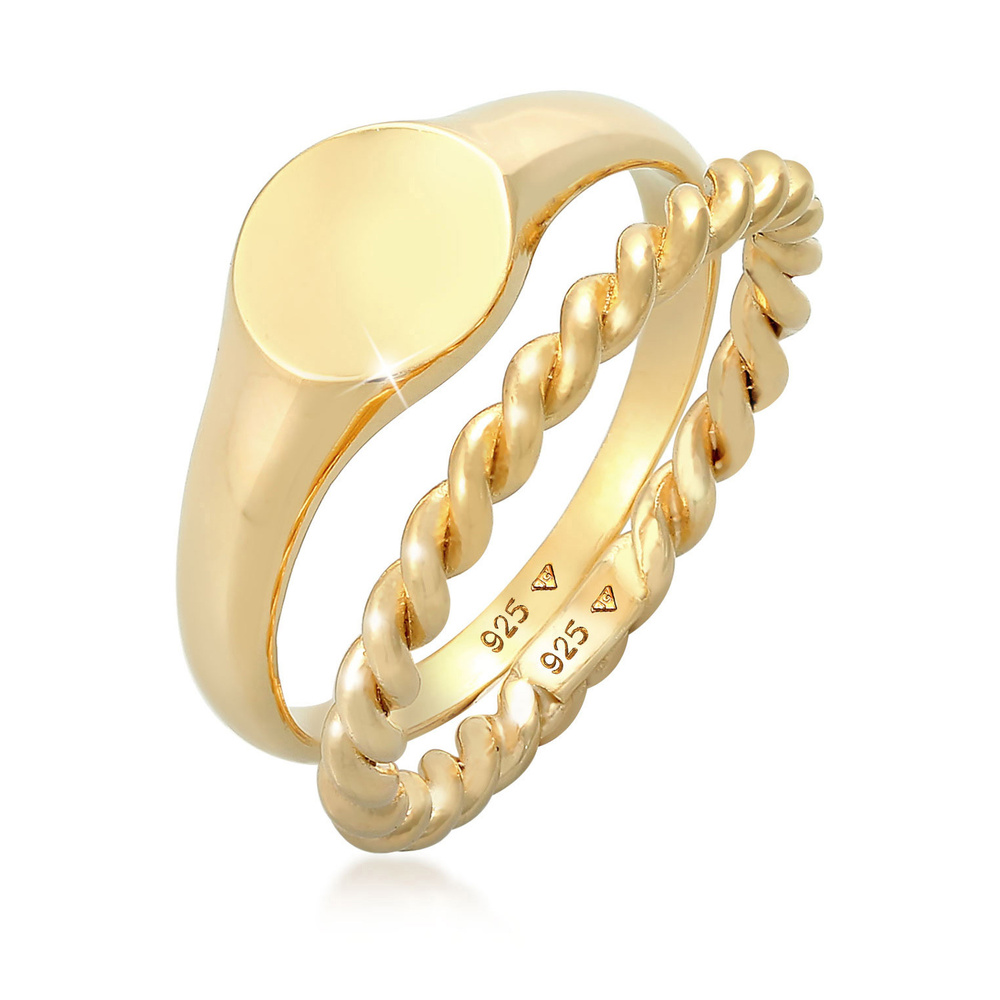Elli Elli Bague Bague à chevalière pour dames Duo Basic Trend en argent 925 Bague