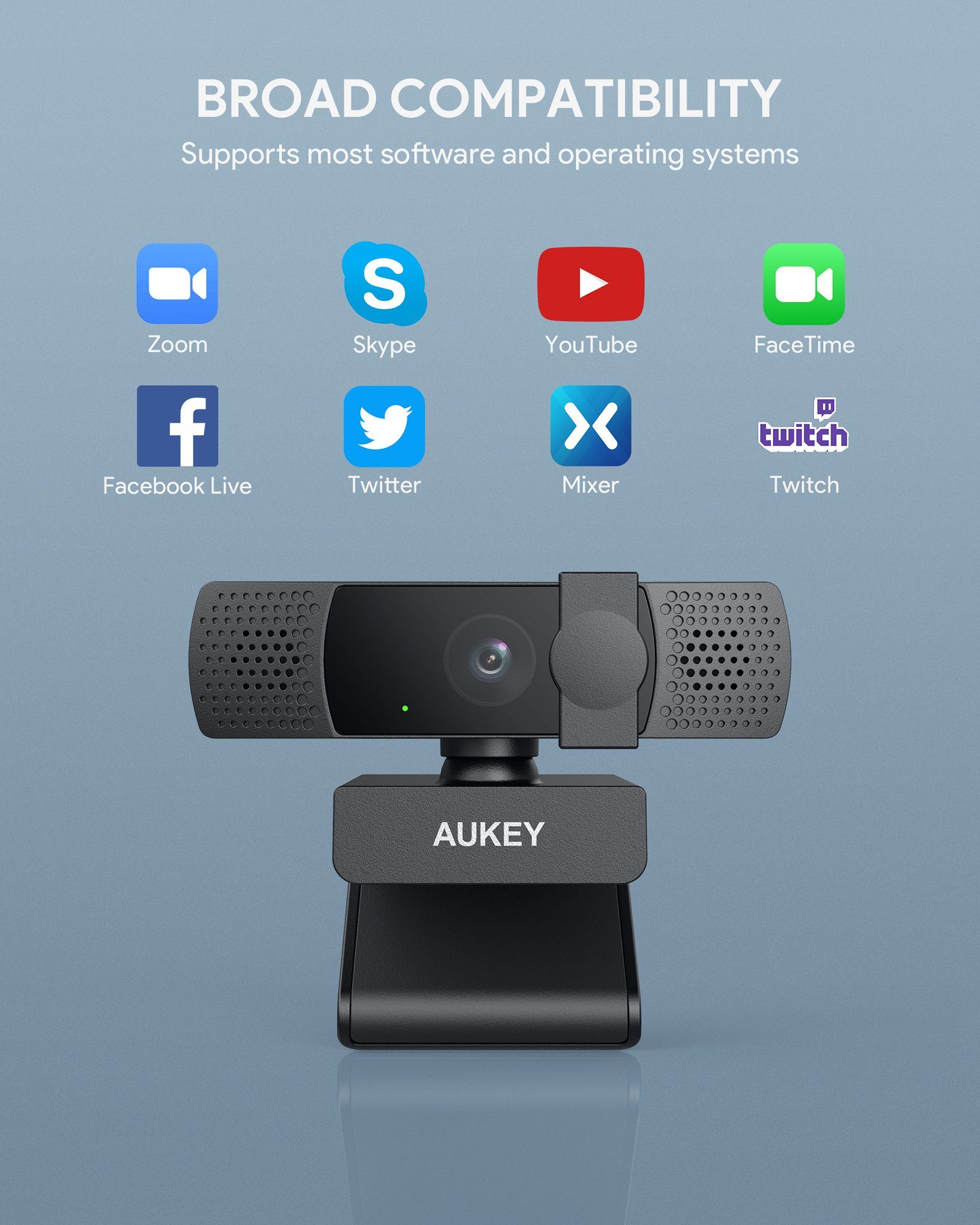 NAIPO Full HD-Webcam (HD, 1080p Webcam mit automatischer Lichtkorrektur)