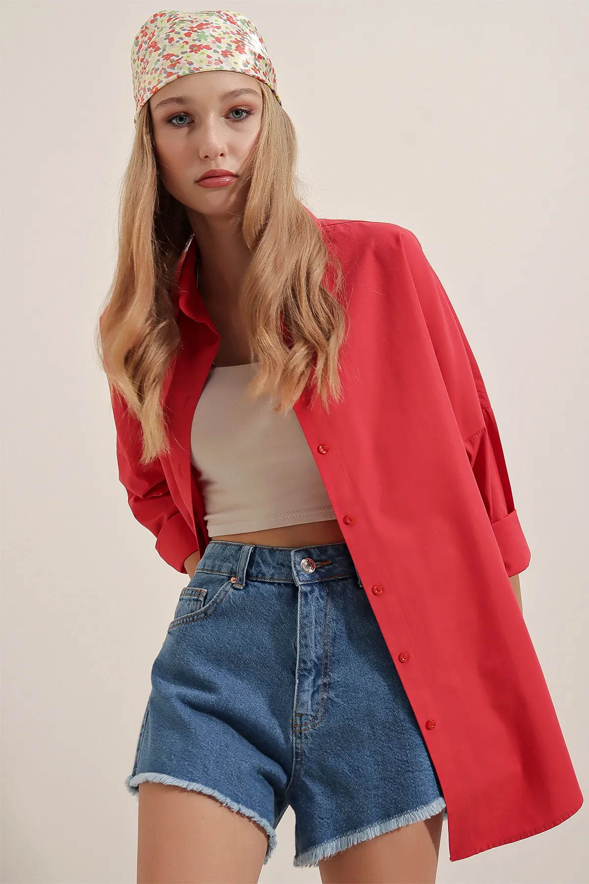 Bigdart  3900 Oversize-Lang-Basic-Hemd – Rot