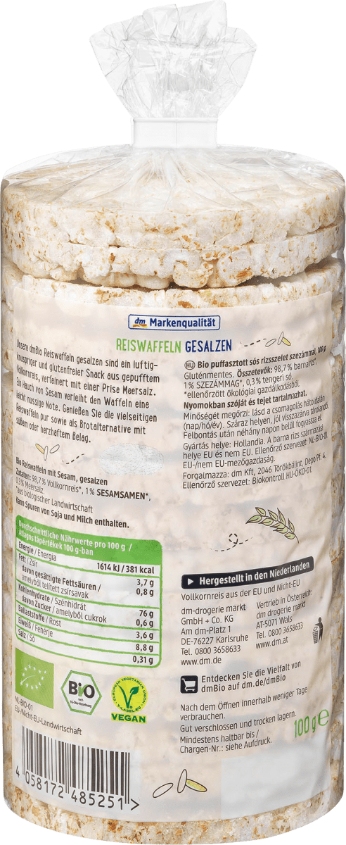 Reiswaffeln, Sesam gesalzen, 100 g
