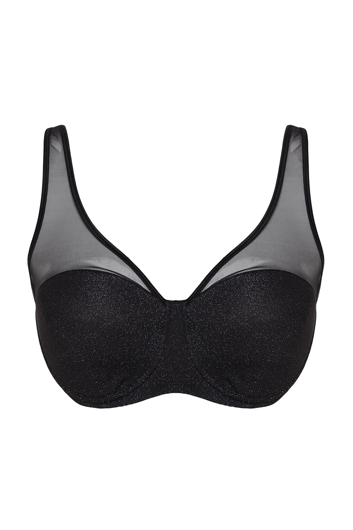 Trendyol Curve  Schwarzer, mit Glitzer überzogener Netz-BH TBBAW24CW00006