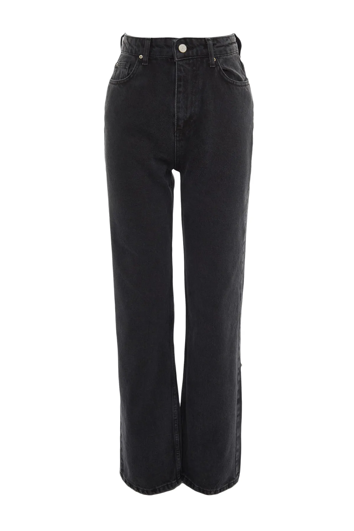 Trendyol Collection  Schwarze, nachhaltigere High Waist Long Straight Jeans TWOAW23JE00078