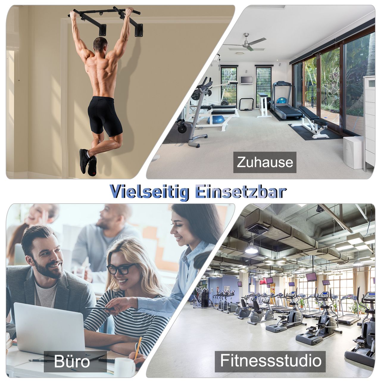 HOMCOM Klimmzugstange pull up bar Wandmontage Reckstange mit Ösen für Boxsack Stahl Schwarz ca. 93,5 x 65 x 17 cm