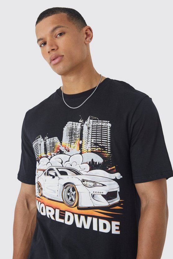 Tall T-Shirt mit Worldwide Auto Print