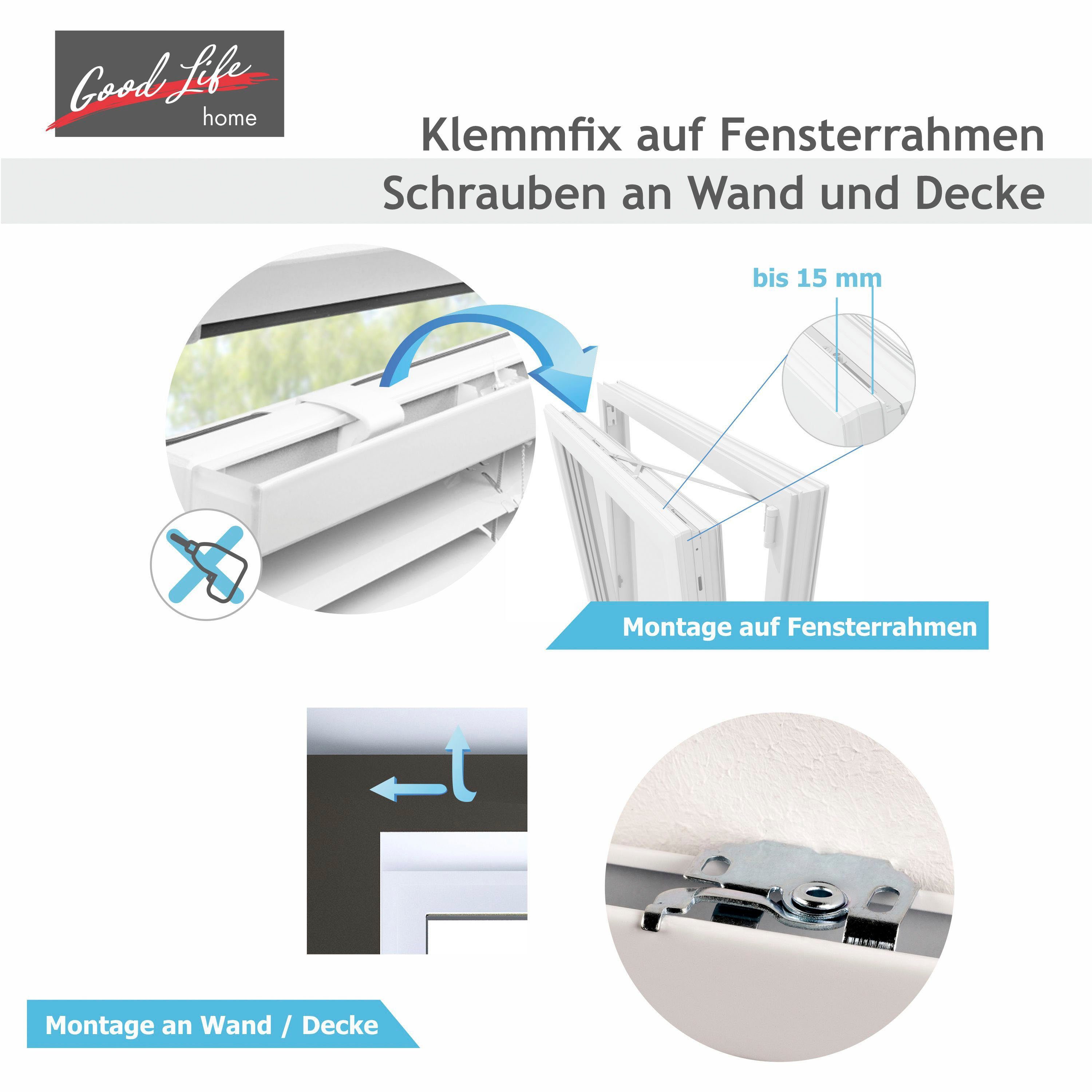 Jalousie Matti, Good Life, ohne Bohren, freihängend, Klemmfix-Jalousie aus Aluminium