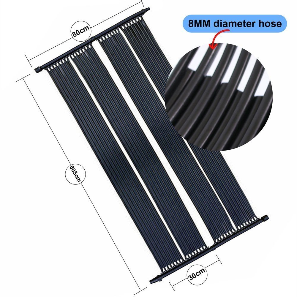 Melko Pool-Wärmepumpe Poolheizung Solarheizung 605x80CM Solarmatte Heizung Solarabsorber (Stück), Beliebig erweiterbar