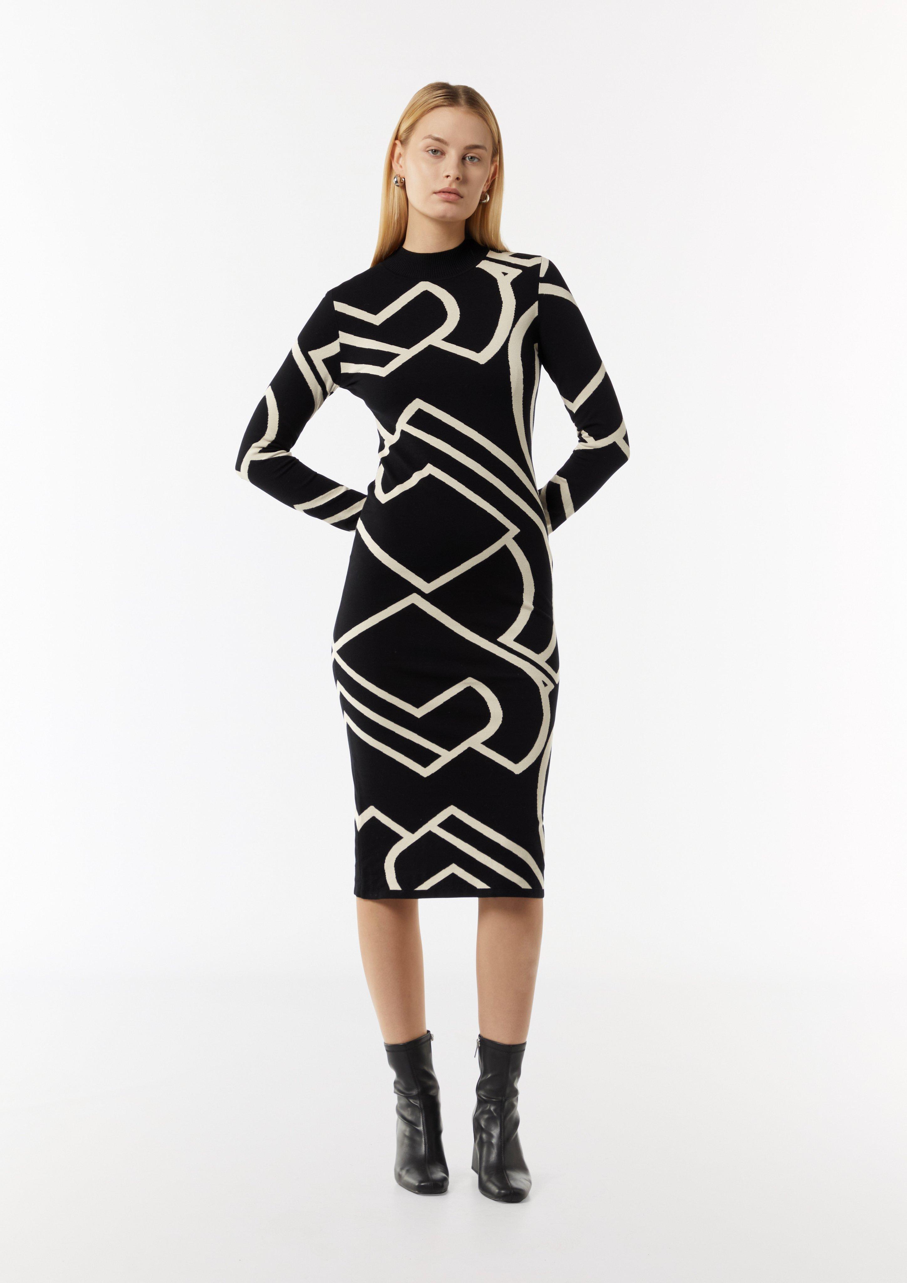 Jacquard-Kleid mit Logo-Design - schwarz