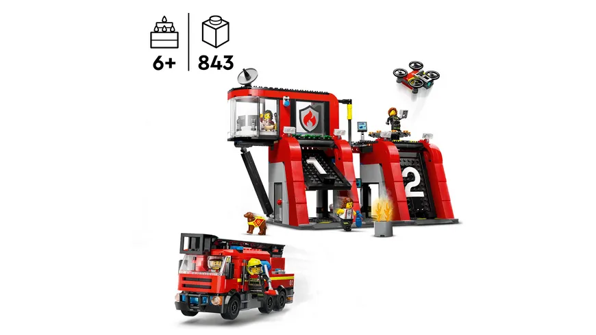 LEGO City 60414 Feuerwehrstation mit Drehleiterfahrzeug