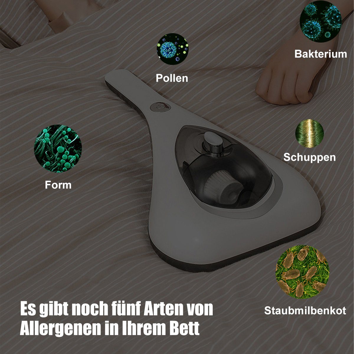 Hikeren Matratzenreinigungsgerät Matratzenreinigungsgerät Milben-Handstaubsauger mit UV-C Sterilisation, Milbenentferner, UV-Milbenentferner