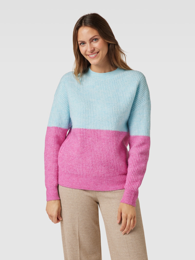 Strickpullover mit Rundhalsausschnitt in pink