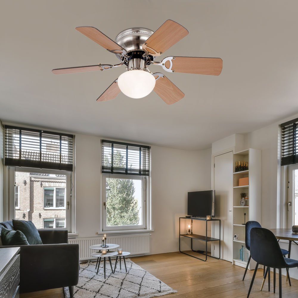 etc-shop Deckenventilator, Deckenventilator mit Beleuchtung und Zugschalter 2 Flügelfarben