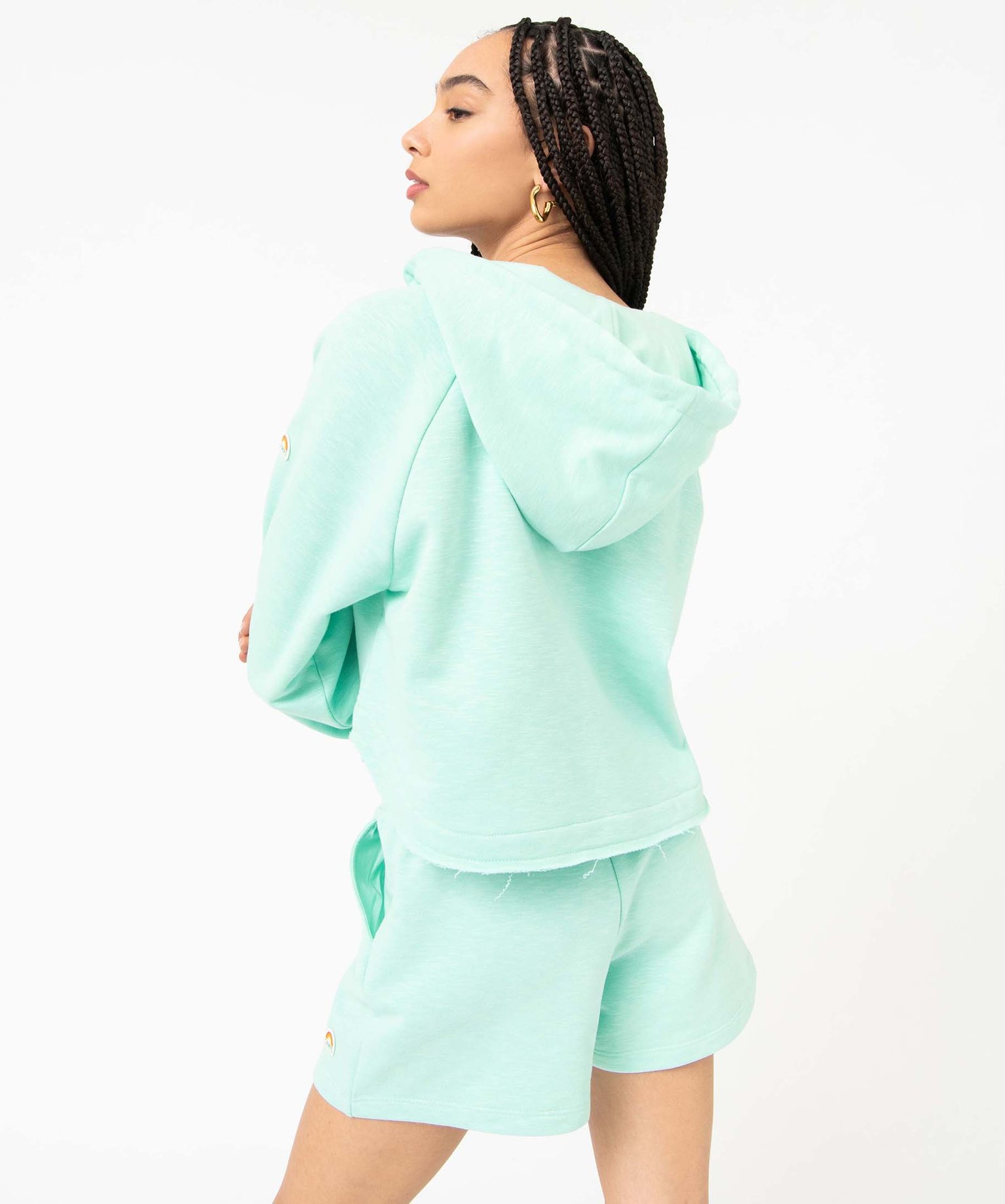 Sweat femme à capuche coupe courte - Camps United vert | GEMO