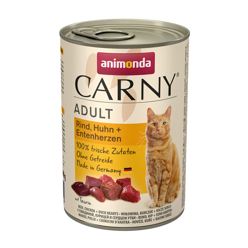 Animonda Nassfutter Animonda CARNY Adult 6x400g Rind, Huhn & Entenherzen