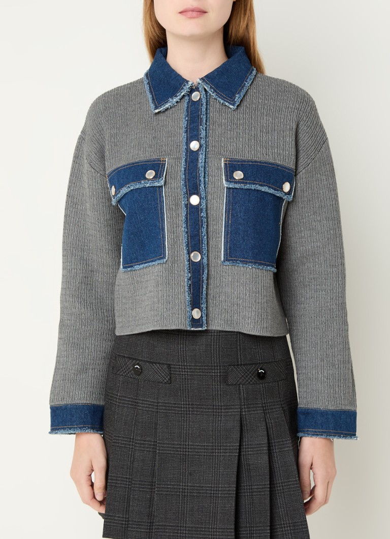 Cardigan scurt Sandro cu detalii din denim