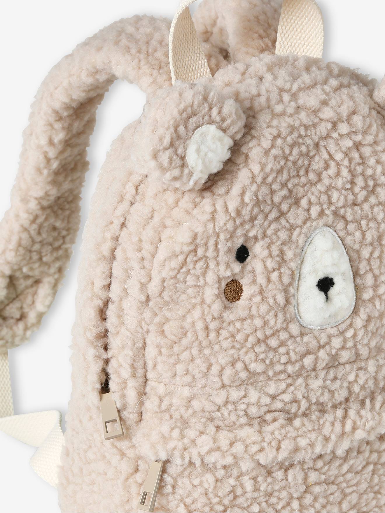 Sac à dos ours en sherpa enfant beige