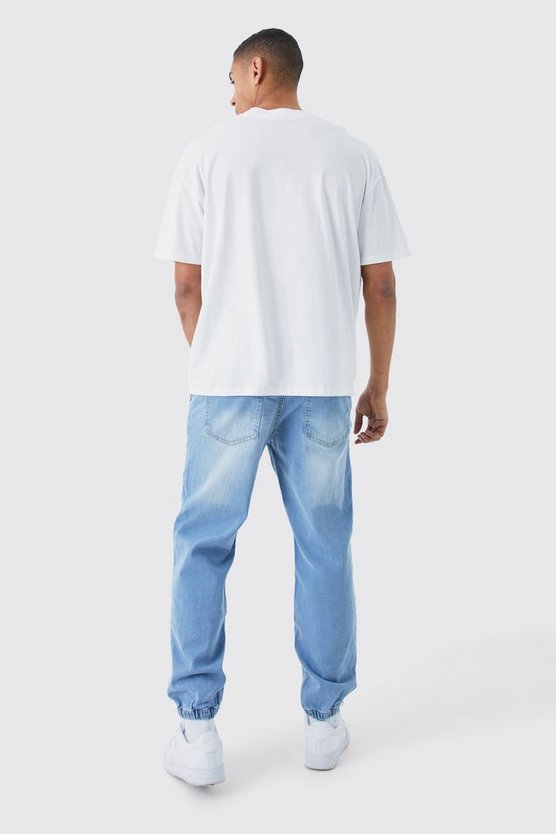 Jogginghose aus Stretch-Denim mit geradem Bein