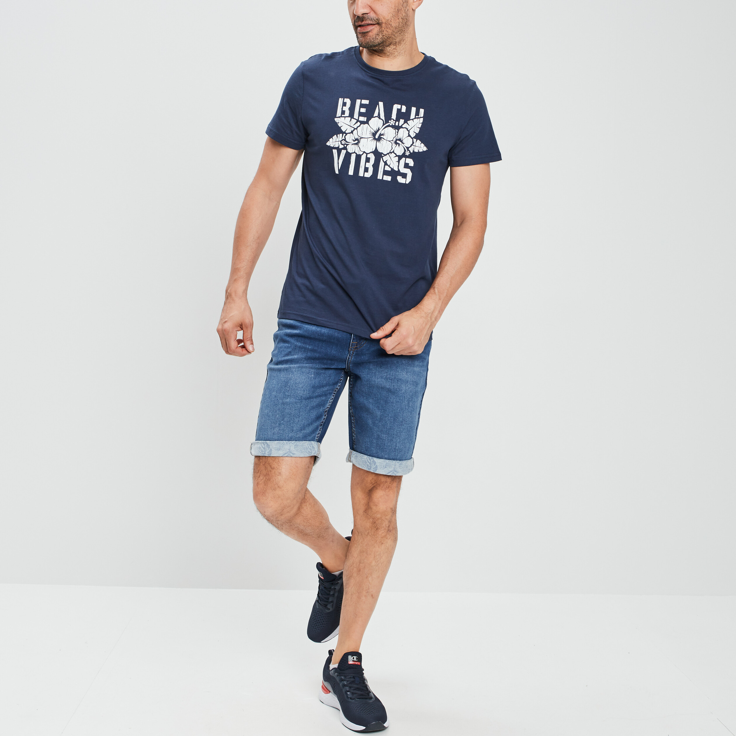 Bermuda straight en jean denim stone homme | La Halle