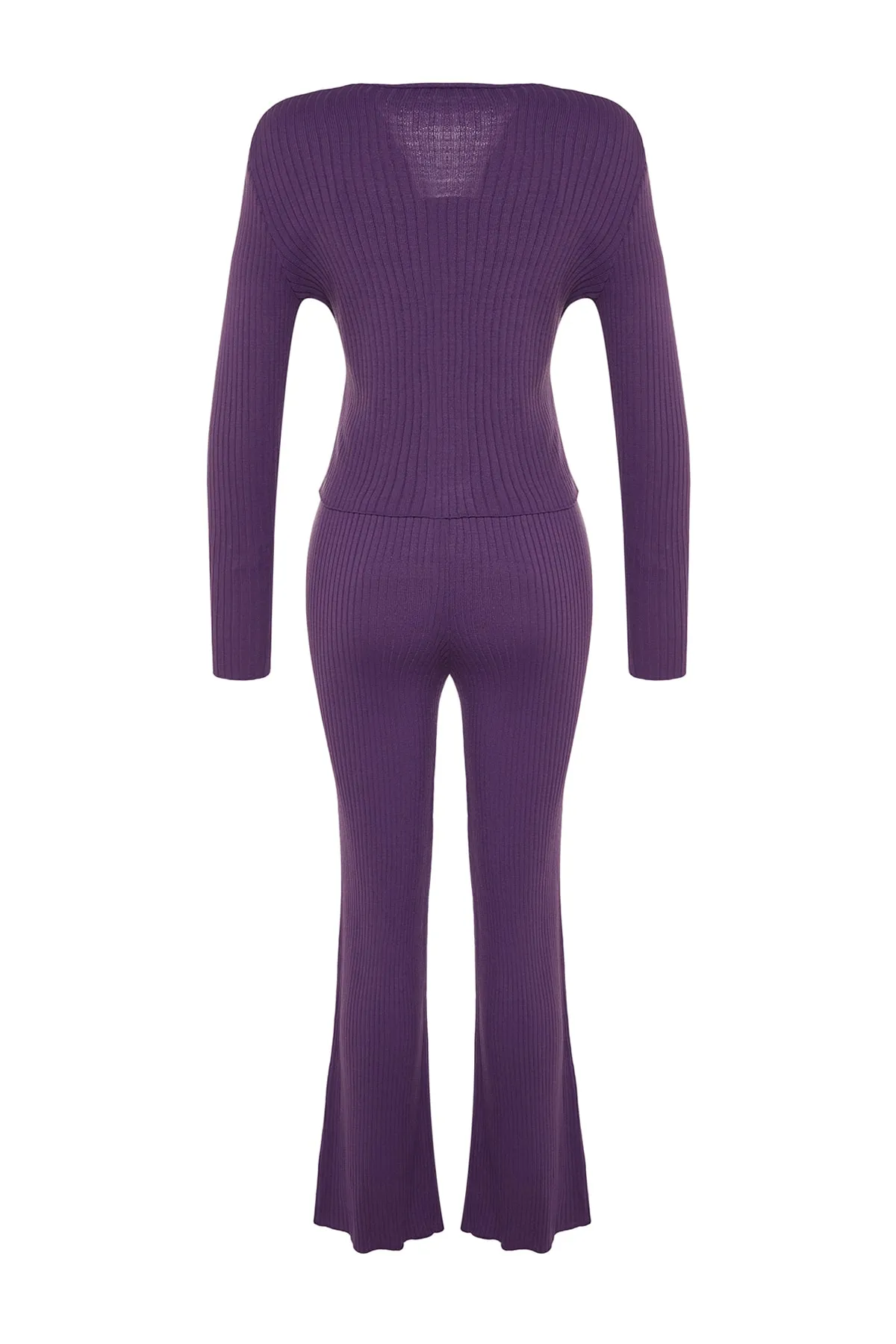Trendyol Collection  Lila, taillierte Bluse, Strickjacke, Hose, Strickoberteil und -unterteil, Set TWOAW22AU0006