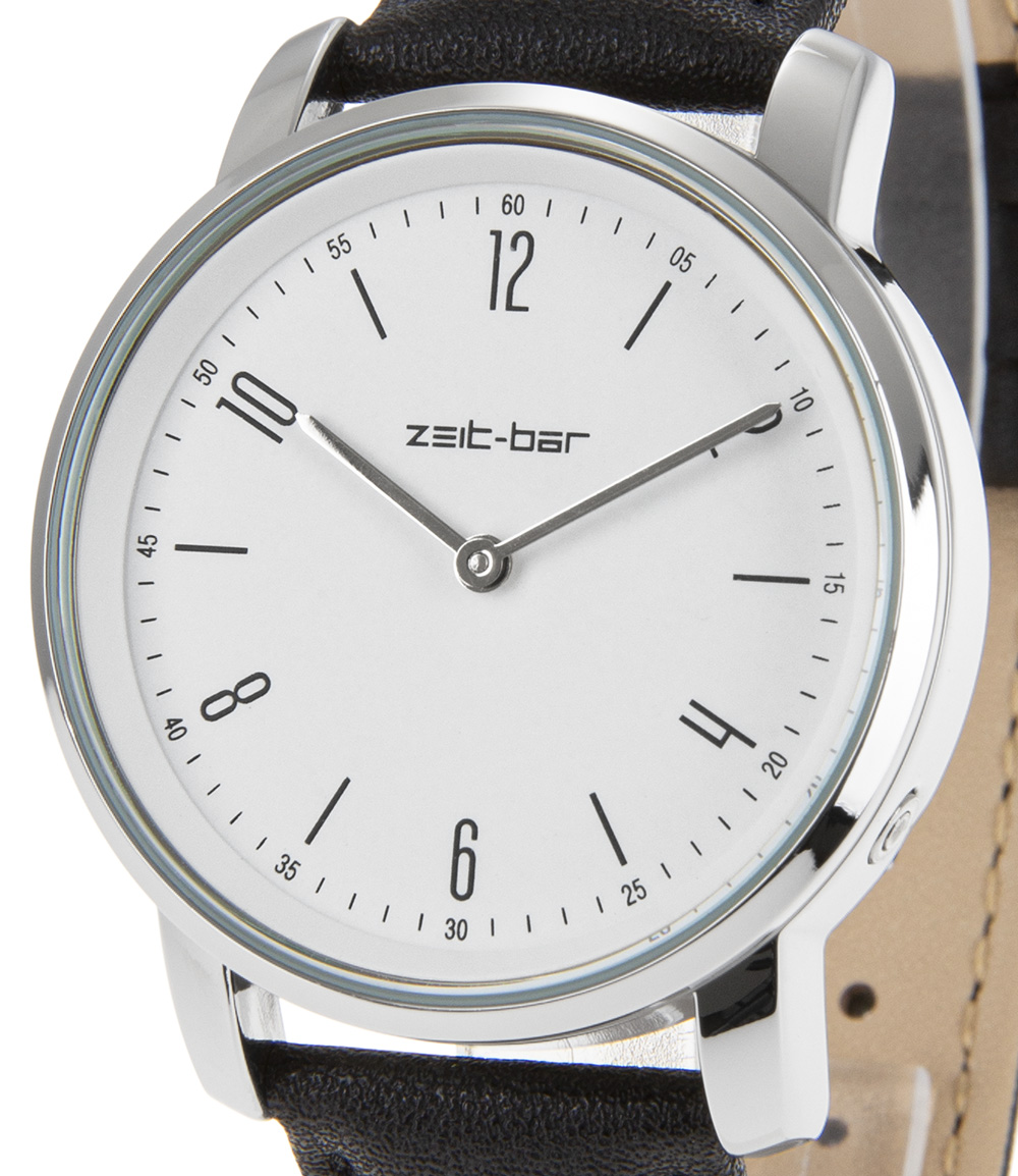 Zeit-Bar Funk-Armbanduhr Damen, Metall-Gehäuse, Leder-Uhrband