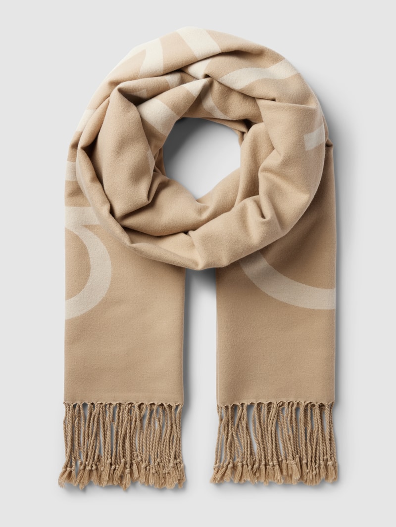 Schal mit Label-Stitching in beige