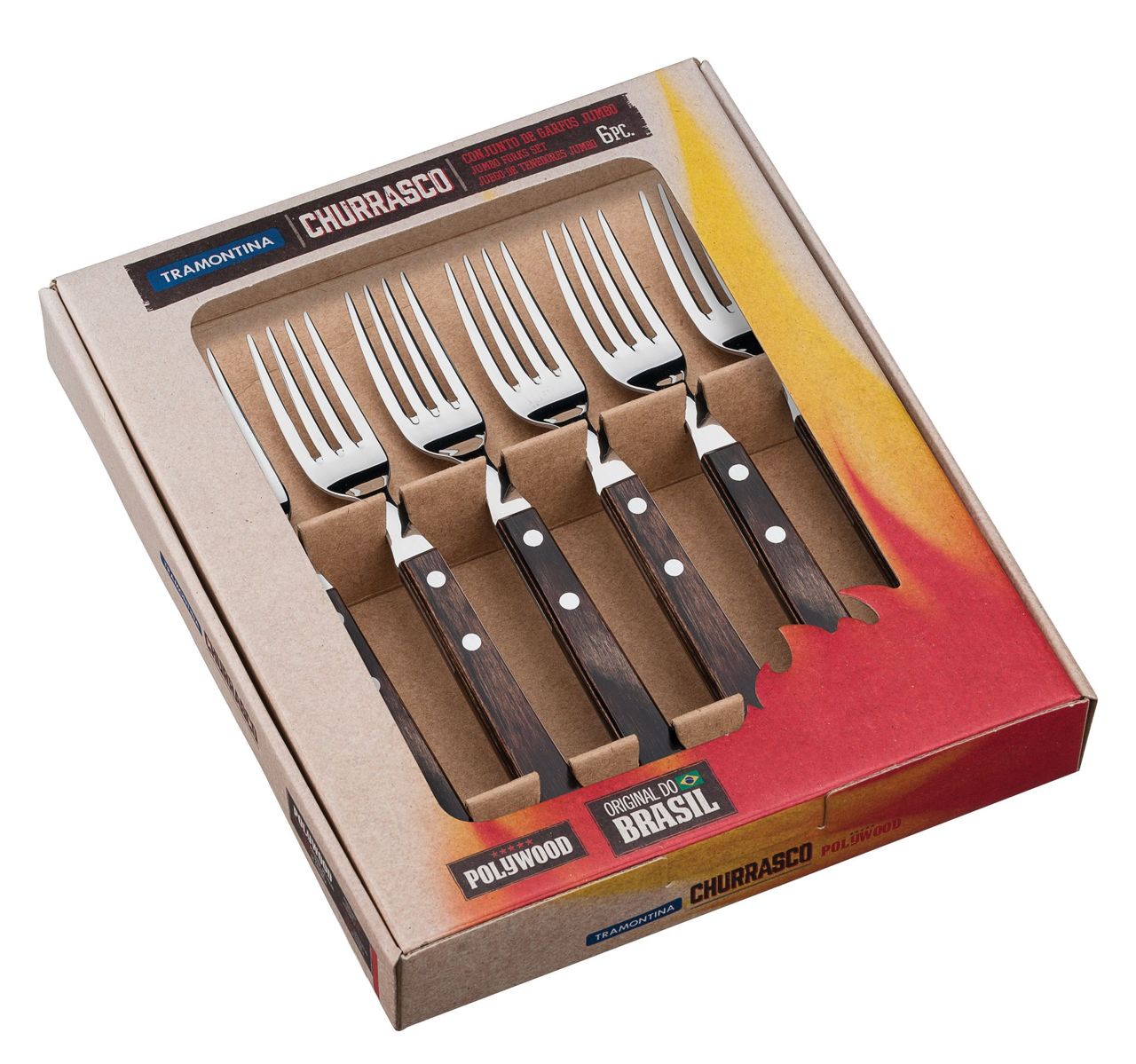 Tramontina 6 tlg. JUMBO Steakgabel-Set, braun