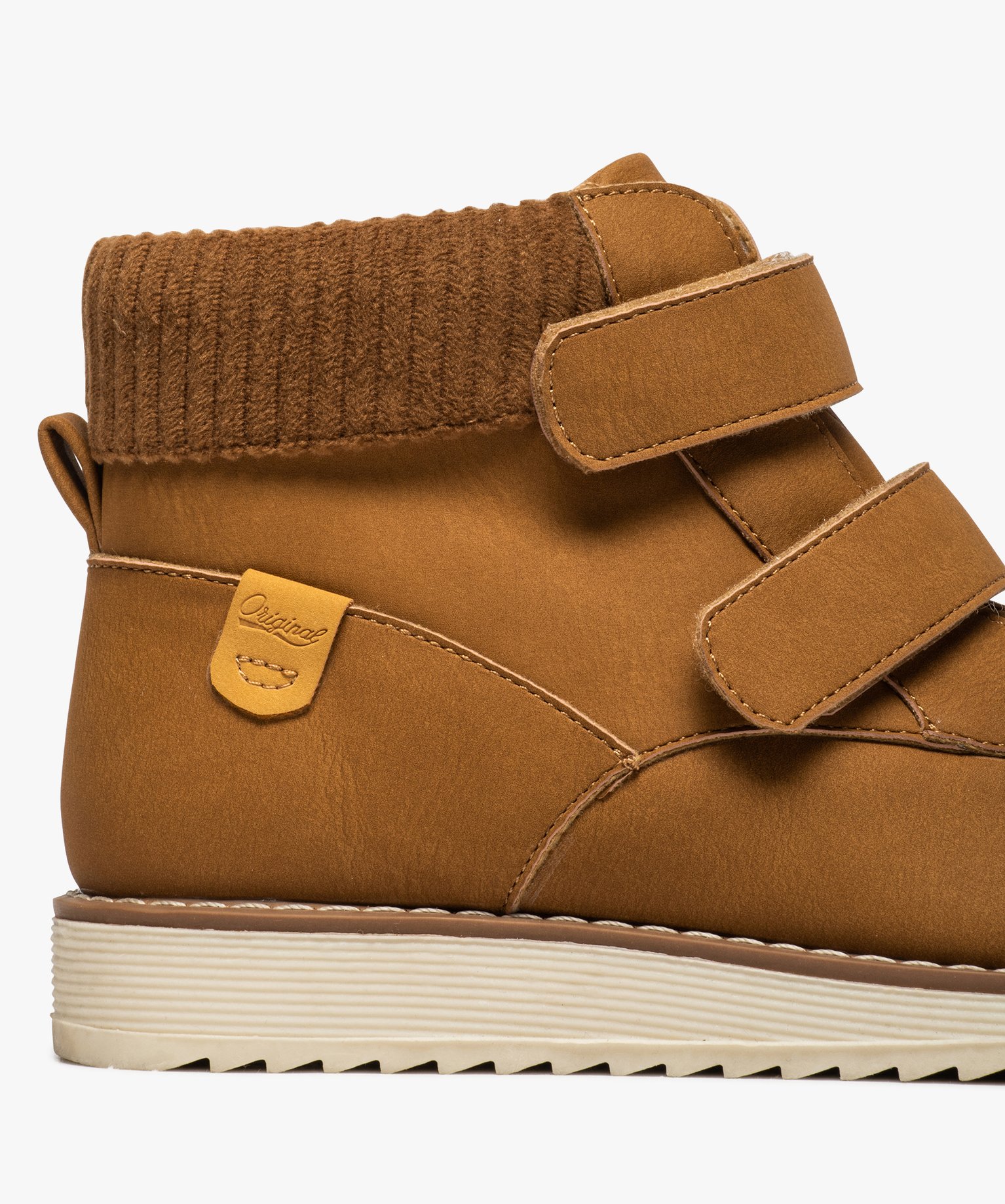 Boots Garçon unies à col velours et fermeture scratch | GEMO