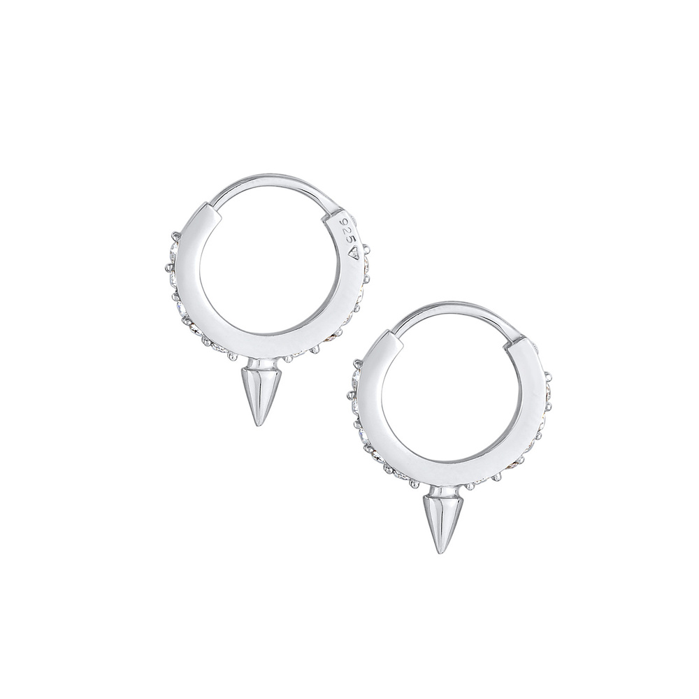 Elli Elli Boucles d'Oreilles Cristaux d'Épines Créoles en Argent 925 Boucles d'oreilles