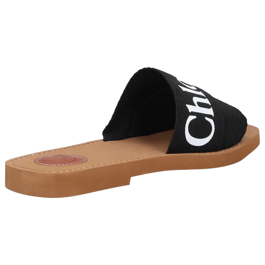 Chloé - Pantoletten WOODY Baumwolle - schwarz