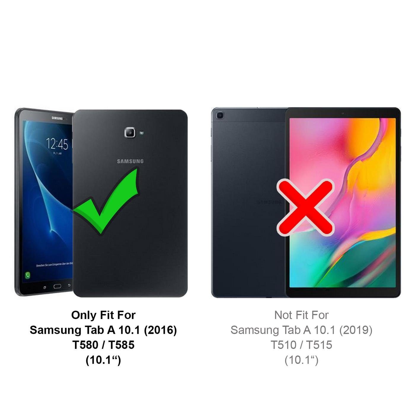 CoolGadget Tablet-Hülle Book Case Tablet Tasche Für Samsung Galaxy Tab A 10.1 (2016) 25,7 cm (10,1 Zoll), Hülle Klapphülle Cover Samsung Tab A 10.1 (T580/T585) Schutzhülle