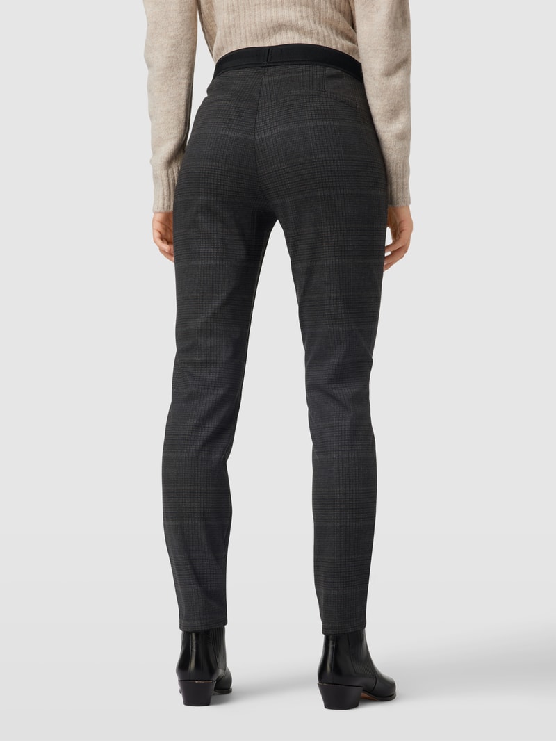 Skinny Fit Stoffhose mit Glencheck-Muster in dunkelbraun