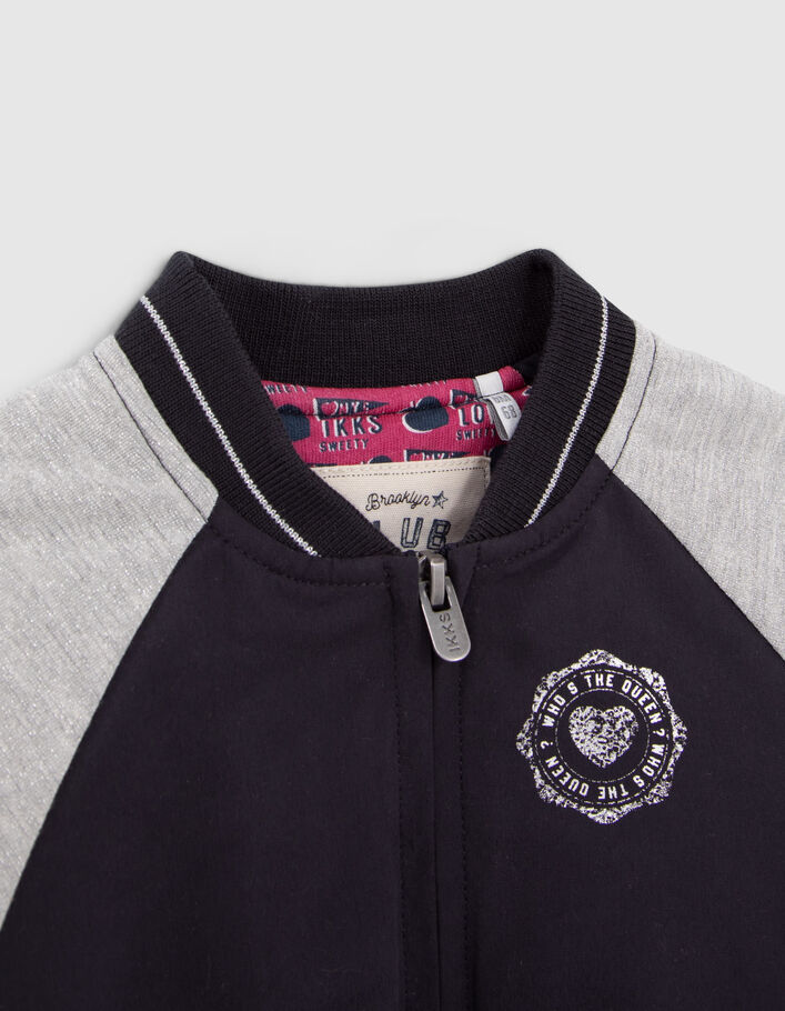 Teddy marine à manches gris lurex bébé fille