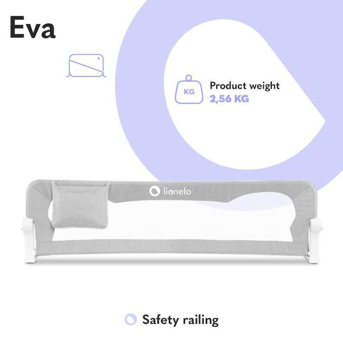 LIONELO Barrière de lit bébé Eva protection anti-chute 150cm filet aéré pliable