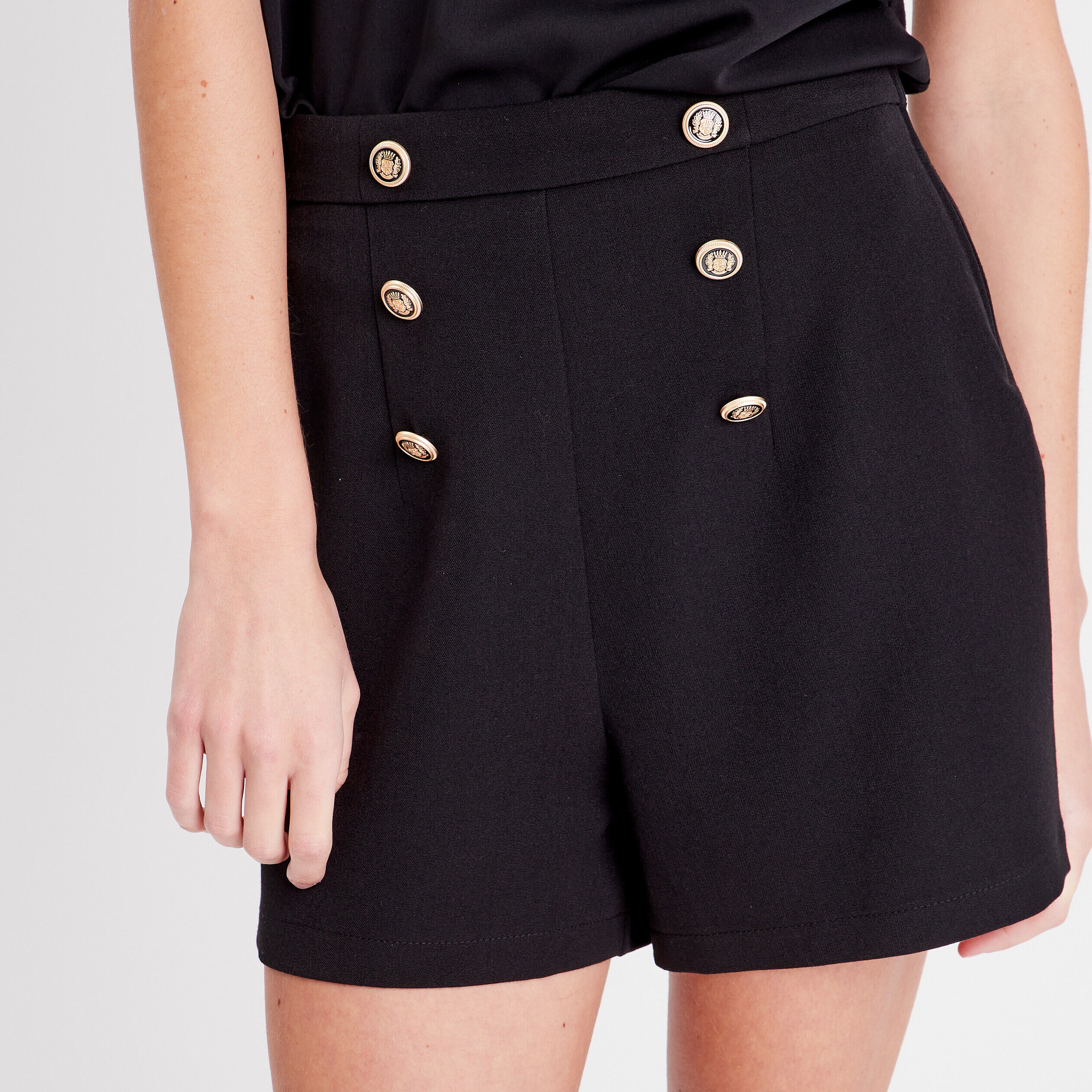 Short boutonné noir femme | Cache Cache