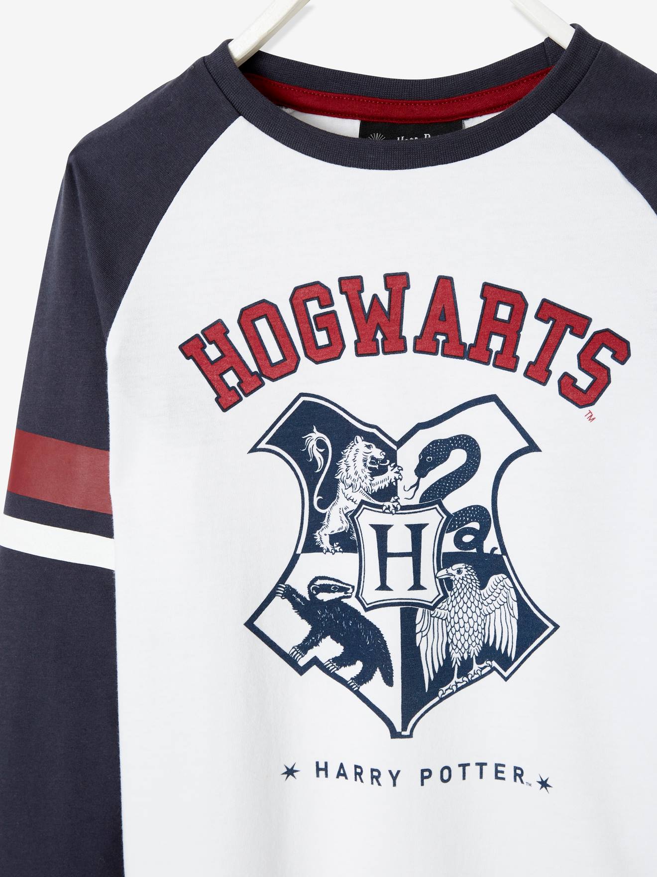 T-shirt manches longues Harry Potter® garçon blanc/bleu/bordeau