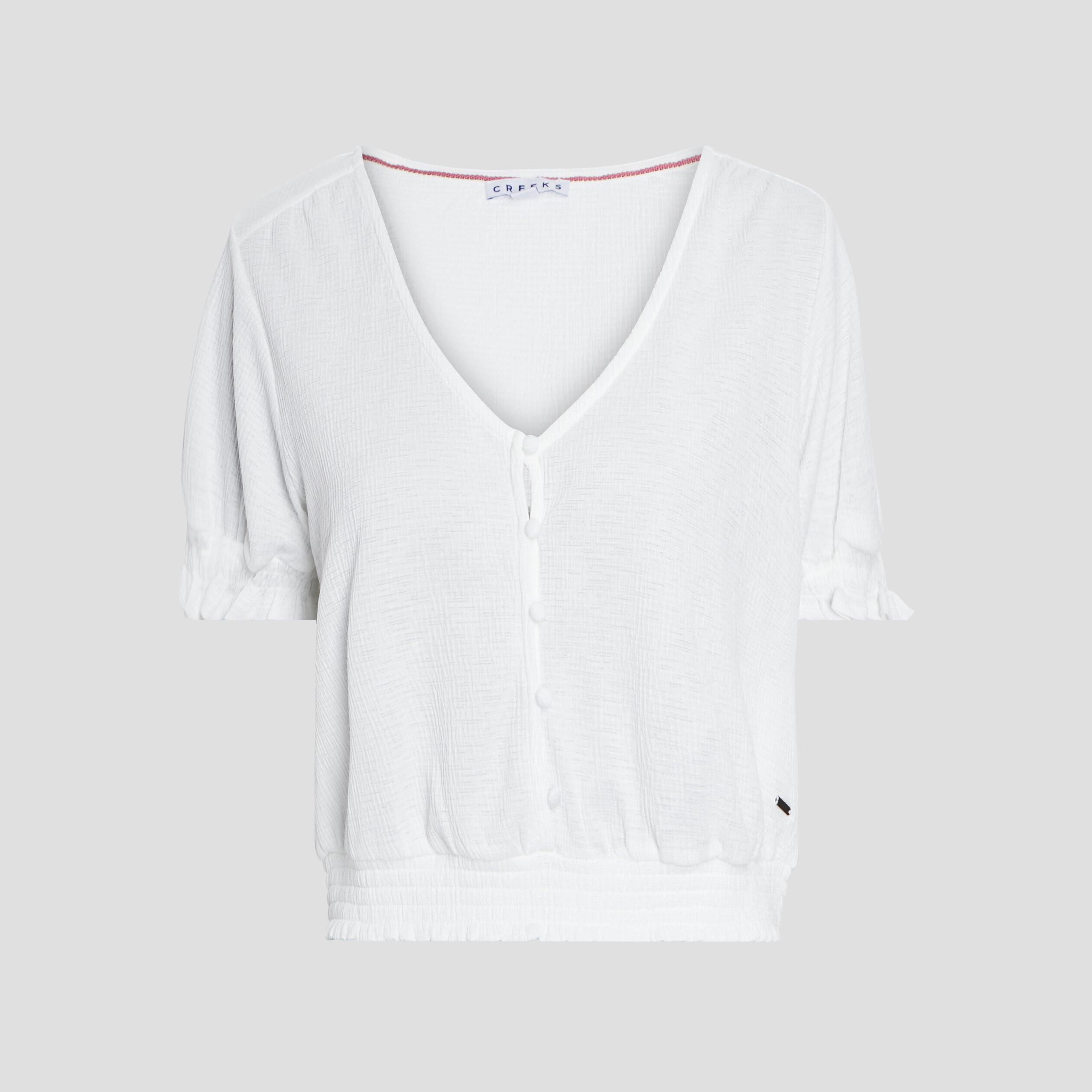 T-shirt smocké manches courtes ivoire femme | La Halle