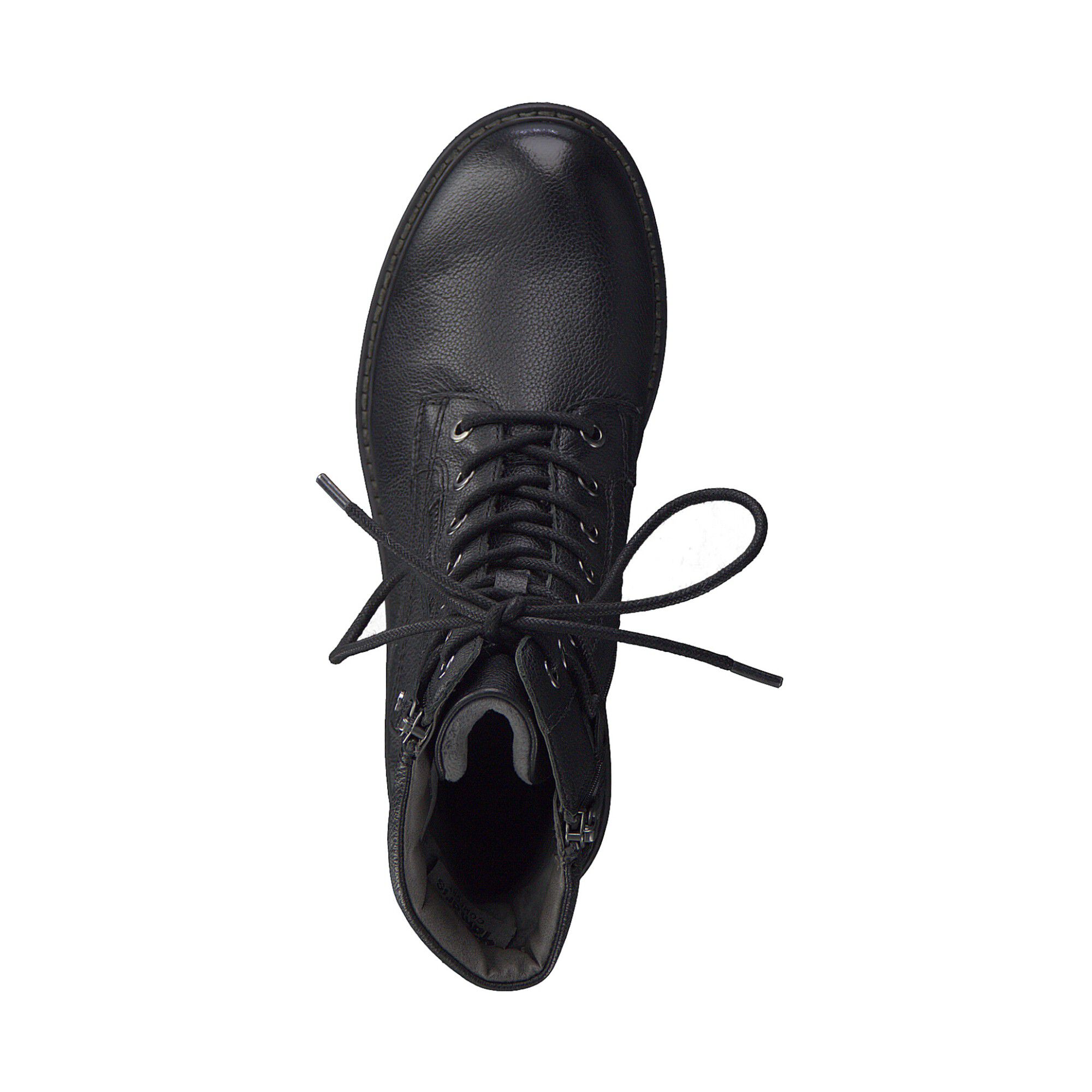 Bottines montantes lacets zippées dessus cuir