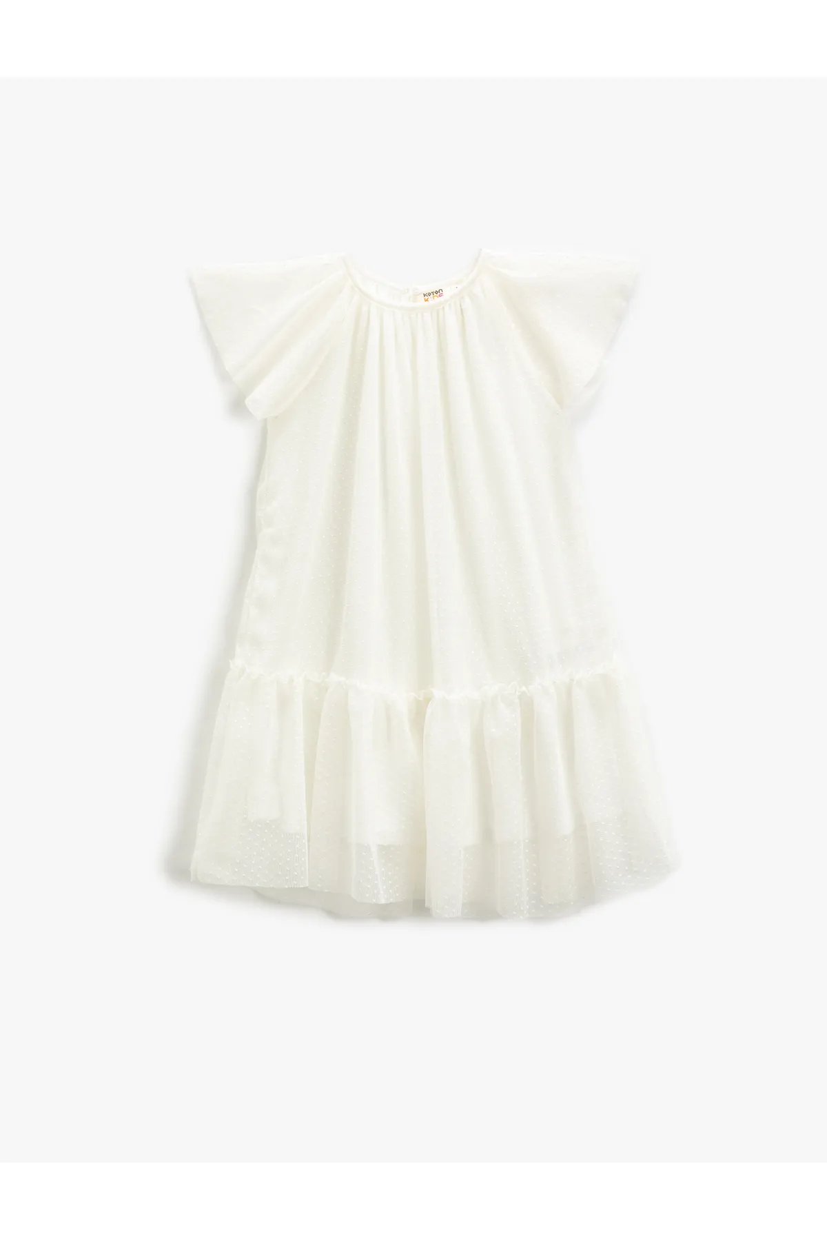 Koton  Midikleid, mit Tüll gefüttert, Schmetterlingsärmel, Rüschen, Rundhalsausschnitt