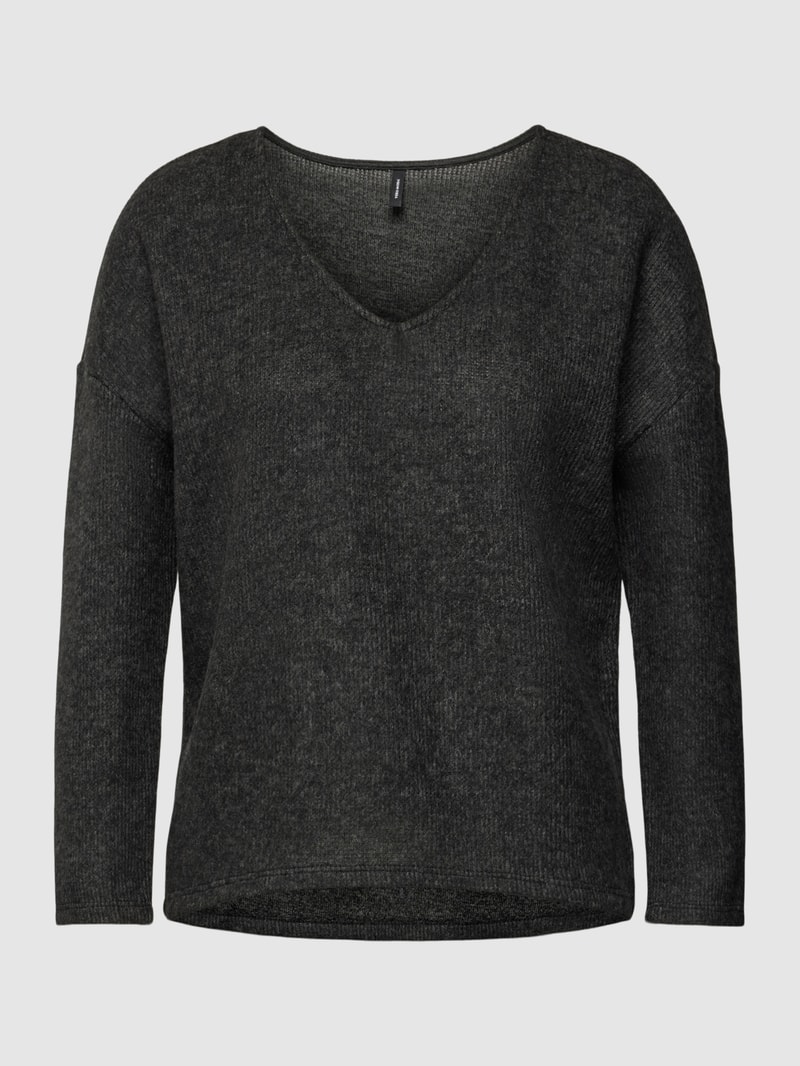 Cropped Pullover in melierter Optik in black