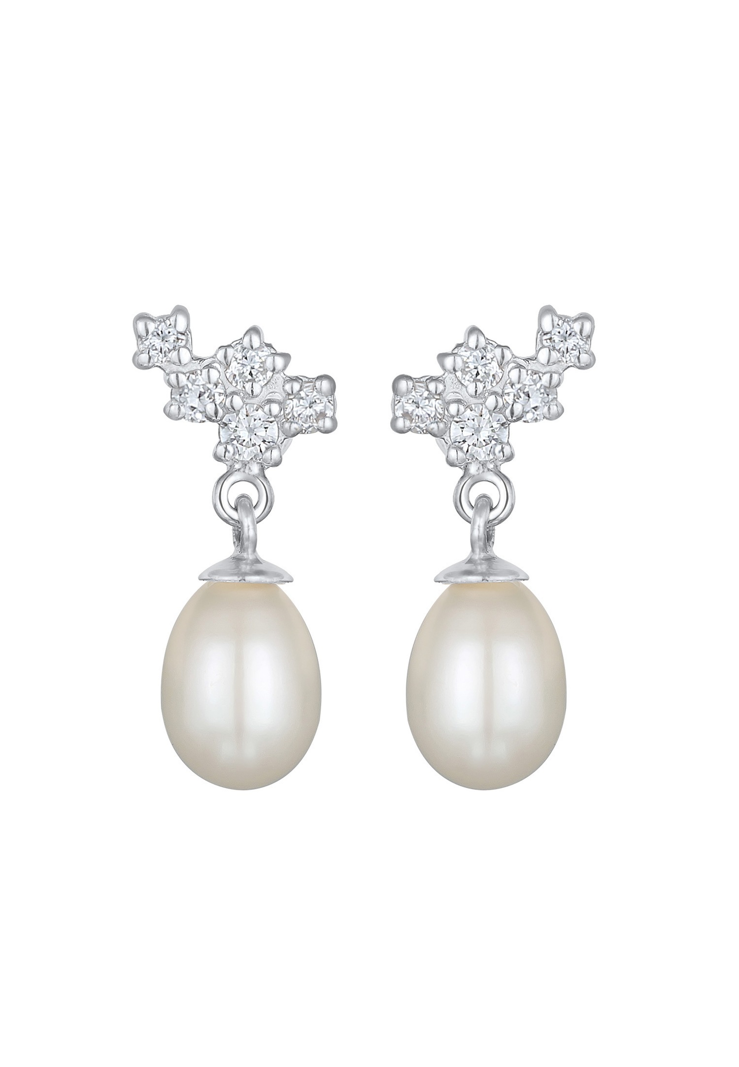 Elli DIAMONDS elegantne ženske naušnice s kultiviranim slatkovodnim biserom i dijamantima brušenim u laboratoriju (0,17 ct) od 925 sterling srebra