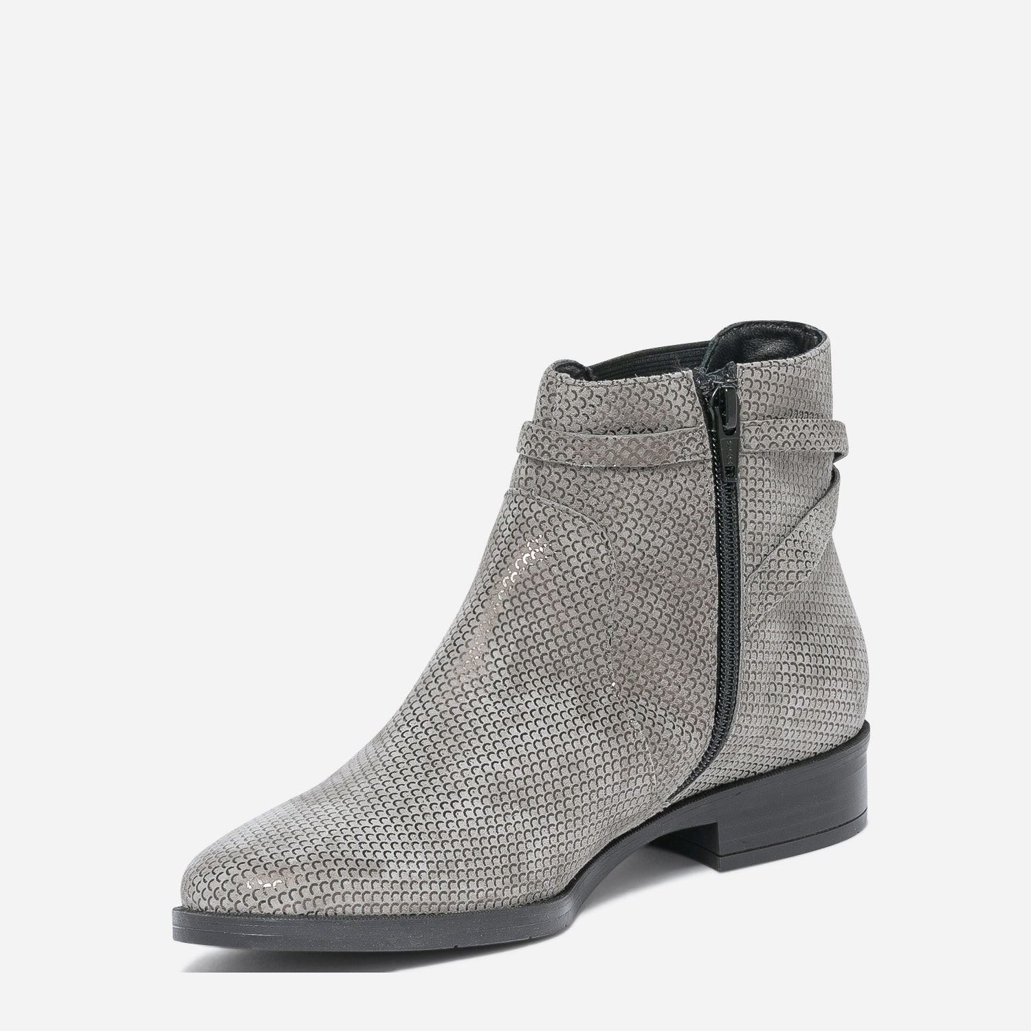 Chelsea boots ERAM FLEX gris cuir velours avec bride