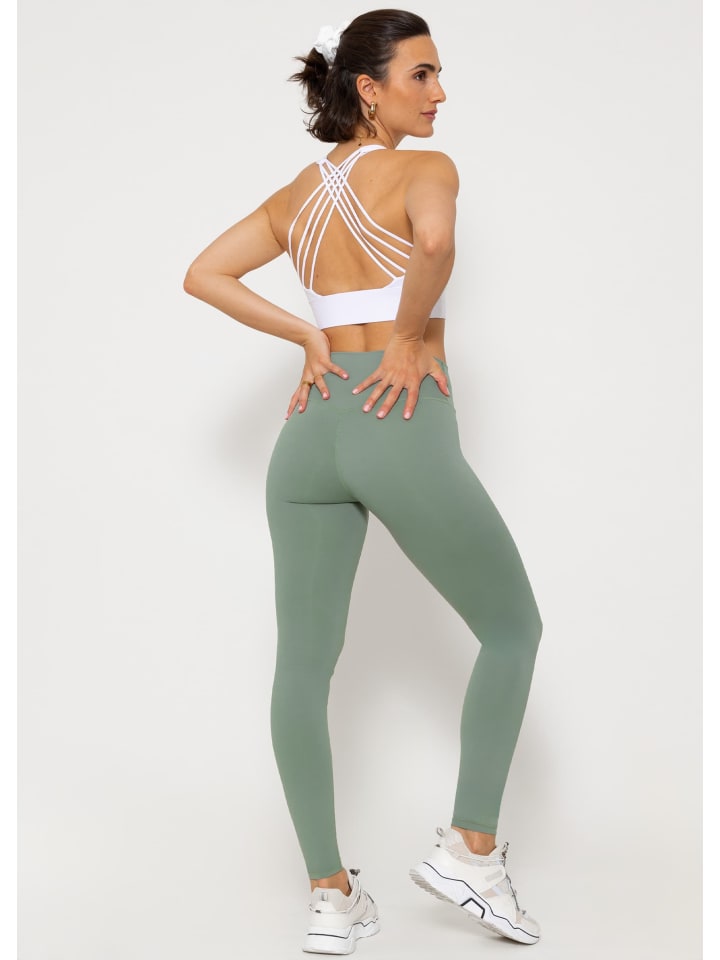 SASSYCLASSY Crop Sport-BH mit Kreuz Rücken in Weiß günstig kaufen