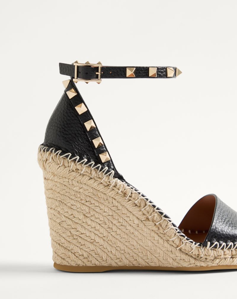 Rockstud dobbelt kilehæl i kornet kalveskind 105 mm