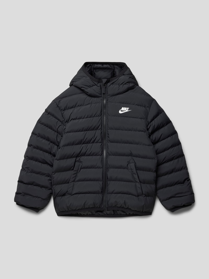 Steppjacke mit Logo-Print in schwarz