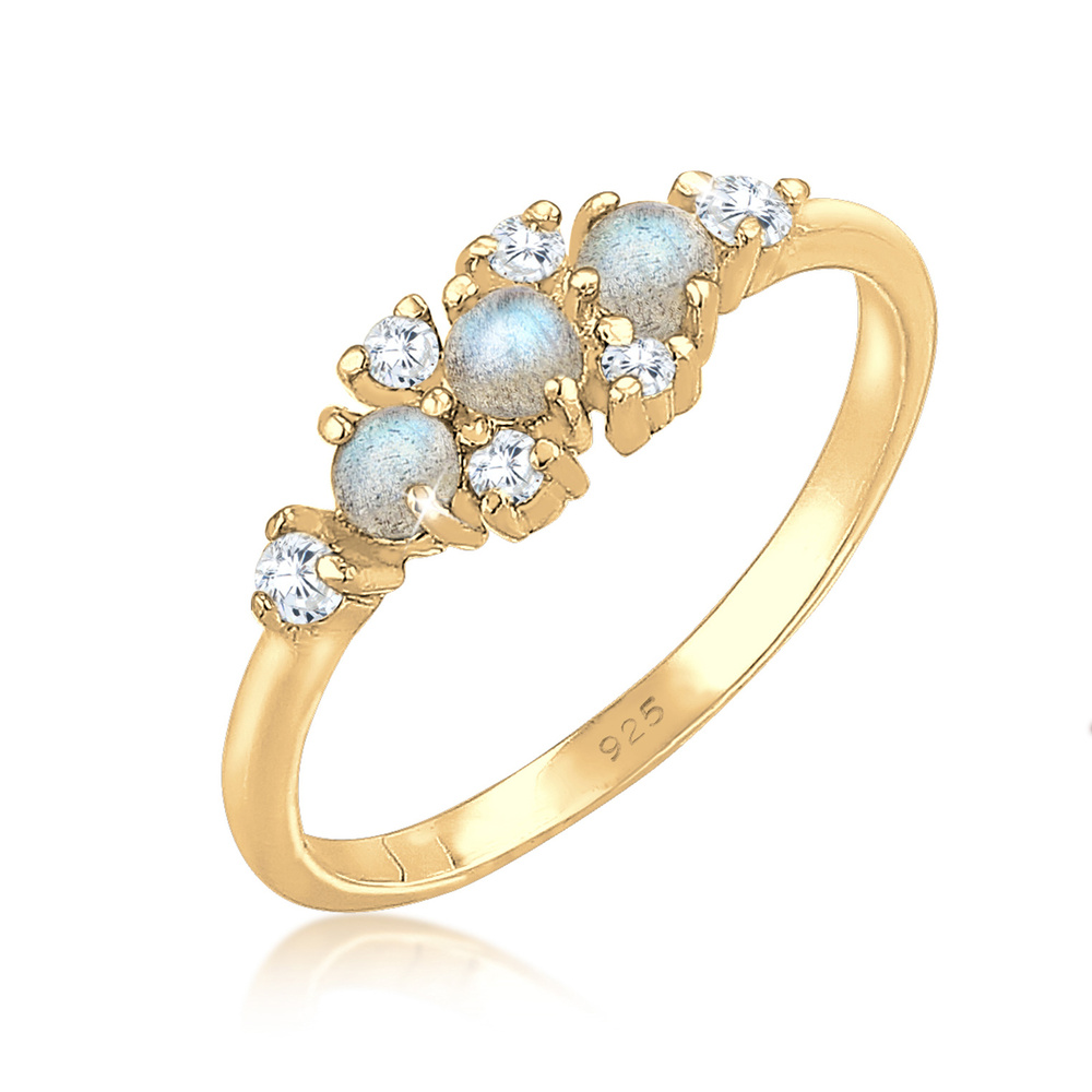 Elli Elli Bague Bandring Labradorit Edelstein Zirkonia 925 Silber Bague