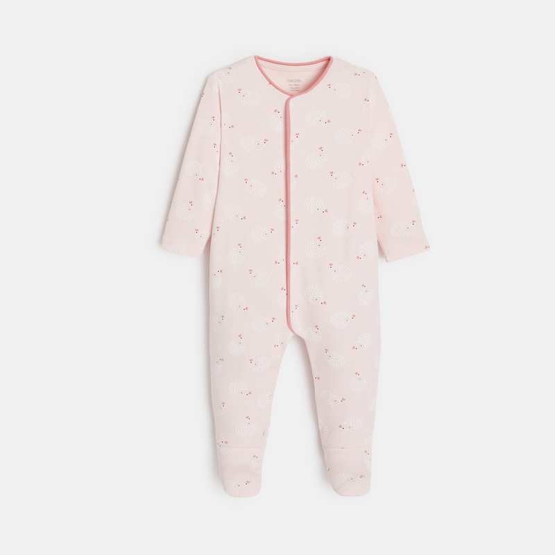 Dors-bien interlock hérissons rose bébé fille