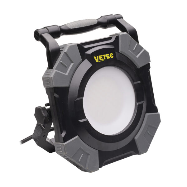 Vetec 55.325.10 Lampe de chantier LED 100 W 3 couleurs Classe I – 5 m H07RN-F 3G1,5 mm avec 2 douilles Schuko