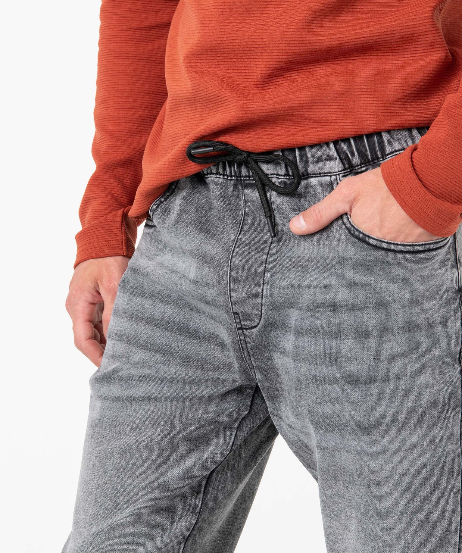 Jogger denim homme aspect délavé noir | GEMO