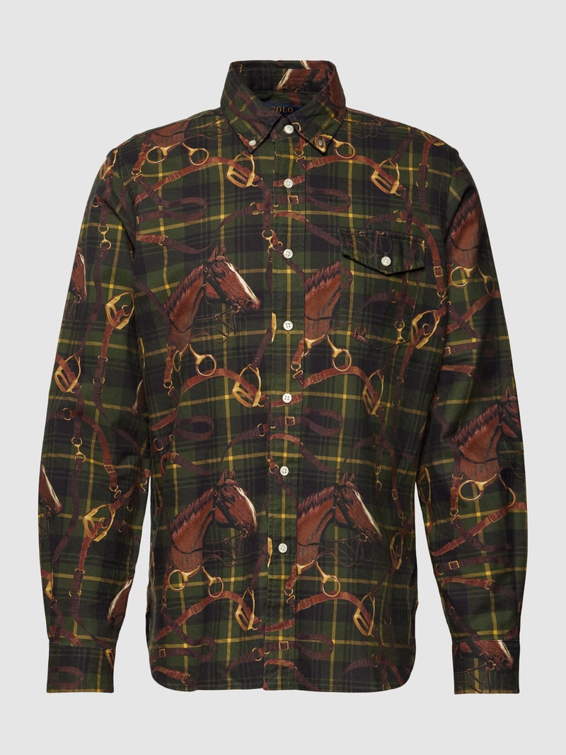 Slim Fit Freizeithemd mit Tartan-Karo in dunkelgrün