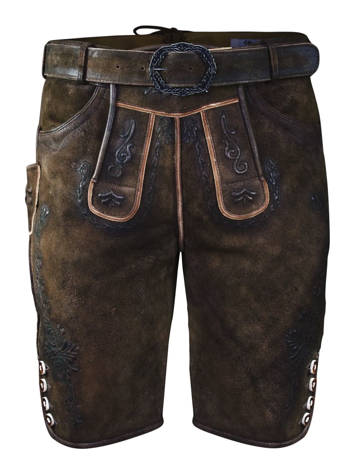 Edelnice Kurze Wildbock Lederhose Leon in dunkelbraun günstig kaufen